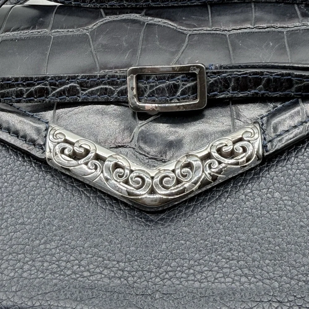 BRIGHTON MINGLE ENVELOPE SMALL LEATHER WALLET W/STRAP BLUE